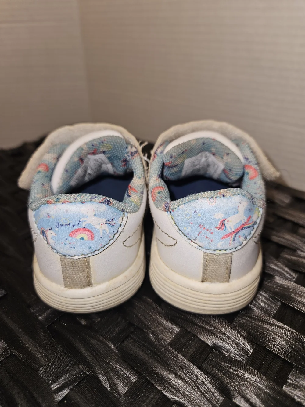 K-Swiss White Kids Velcro Sneakers with Light Blue Shield